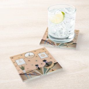 Dessous-de-verre En Verre Cat du milieu du siècle moderne