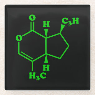 Dessous-de-verre En Verre Catnip Nepetalactone Formule chimique moléculaire