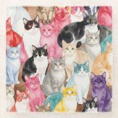 Dessous-de-verre En Verre Cats in Multicolour coaster (Devant)