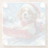 Dessous-de-verre En Verre Cavalier King Charles Spaniel Chien Sledge Noël (Dos)