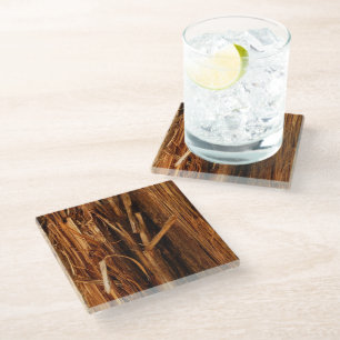 Dessous-de-verre En Verre Cèdre texturé en écorce de bois