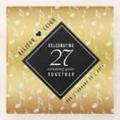 Dessous-de-verre En Verre Célébration élégante du 27e anniversaire de mariag (Devant)