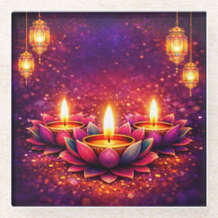 Dessous-de-verre En Verre Célébrez le festival Diwali, dessous de verre en v