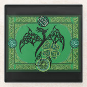 Dessous-de-verre En Verre Celtique irlandais de dragon vert (Devant)