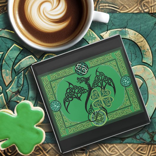 Dessous-de-verre En Verre Celtique irlandais de dragon vert