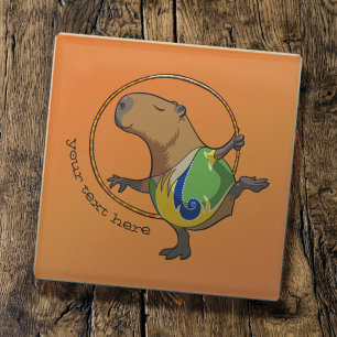 Dessous-de-verre En Verre Cercle de Gymnastique Rythmique de Capybara Mignon