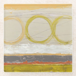 Dessous-de-verre En Verre Cercles jaunes et oranges sur l'arrière - plan
