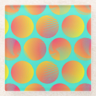 Dessous-de-verre En Verre Cercles Motif sans fil : orange et bleu.