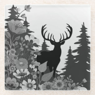 Dessous-de-verre En Verre Cerf à grande ramure hors de la forêt