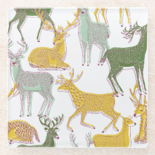 Dessous-de-verre En Verre Cerfs géométriques : Illustration Motif traditionn
