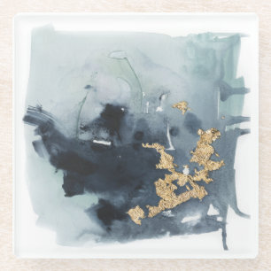 Dessous-de-verre En Verre Cerulean & Or