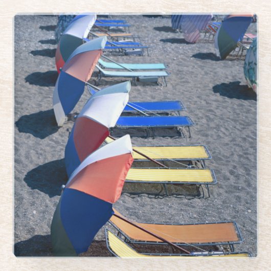 Dessous-de-verre En Verre Chaises vides sur la plage (Devant)