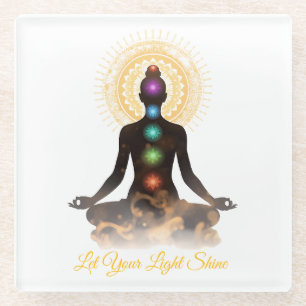 Dessous-de-verre En Verre Chakra Silhouette Coaster – Laissez Votre Lumière