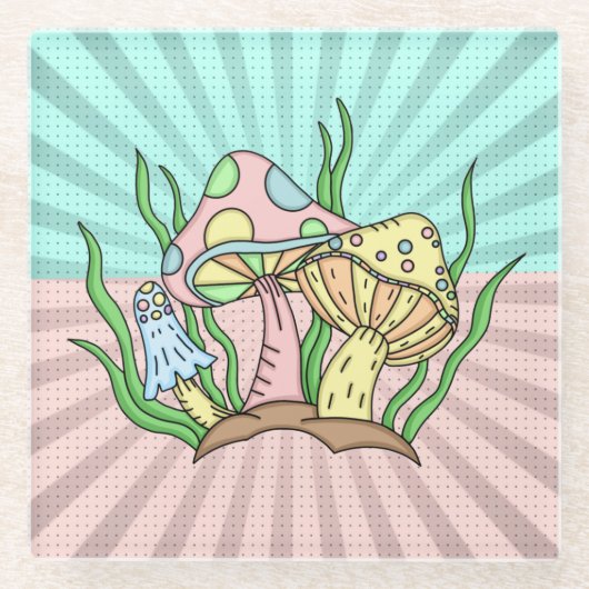 Dessous-de-verre En Verre Champignons magiques Cute Pastel (Devant)