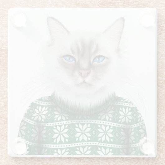 Dessous-de-verre En Verre Chandail de chat de Kitty (Dos)