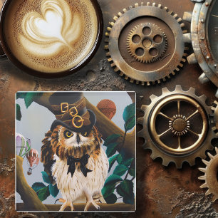 Dessous-de-verre En Verre Chapeau haut-de-forme marron Steampunk mignon et f