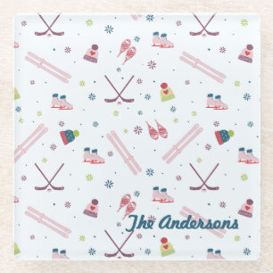 Dessous-de-verre En Verre Charmant sports d'hiver personnalisés