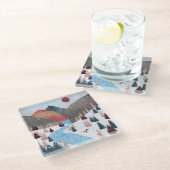 Dessous-de-verre En Verre Chasse hivernale Fox (Incliné)