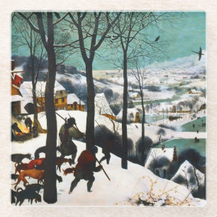 Dessous-de-verre En Verre Chasseurs dans le paysage de neige Pieter Bruegel