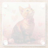 Dessous-de-verre En Verre Chat abyssinien avec Rose - Saint Valentin (Dos)