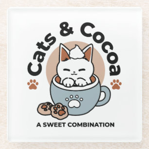 Dessous-de-verre En Verre Chat adorable en Mug Conception de vacances - Chat