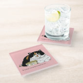 Dessous-de-verre En Verre Chat affamé au début de la matinée (Incliné)