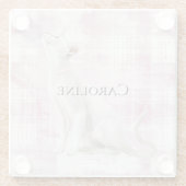 Dessous-de-verre En Verre Chat blanc à plis rose (Dos)