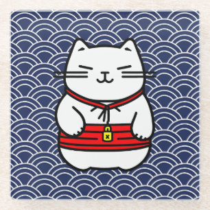 Dessous-de-verre En Verre Chat chanceux japonais ou Maneki-Neko