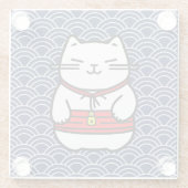 Dessous-de-verre En Verre Chat chanceux japonais ou Maneki-Neko (Dos)