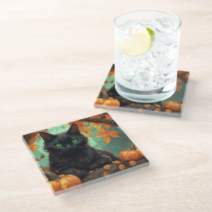Dessous-de-verre En Verre Chat d'automne
