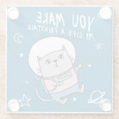 Dessous-de-verre En Verre Chat d'espace mignon (Dos)