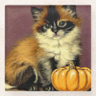Dessous-de-verre En Verre Chat d'Halloween Ragdoll vintage