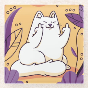 Dessous-de-verre En Verre Chat donnant le dessous de verre en verre doigt