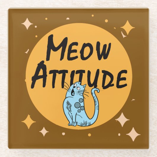 Dessous-de-verre En Verre chat drôle (Devant)