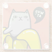 Dessous-de-verre En Verre Chat en banane (Dos)