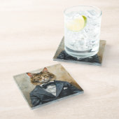 Dessous-de-verre En Verre Chat en costume (Incliné)