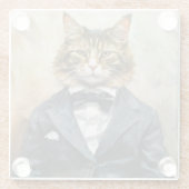 Dessous-de-verre En Verre Chat en costume (Dos)