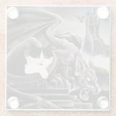 Dessous-de-verre En Verre Chat et Gargoyle (Dos)