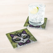 Dessous-de-verre En Verre Chat gothique (Incliné)
