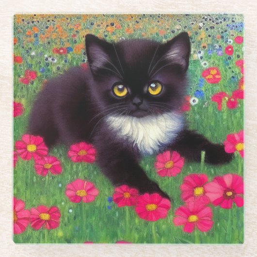 Dessous-de-verre En Verre Chat Gustav Klimt Tuxedo (Devant)
