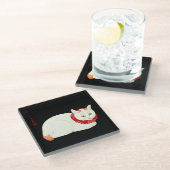 Dessous-de-verre En Verre Chat japonais blanc et gingembre (Incliné)