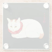 Dessous-de-verre En Verre Chat japonais blanc et gingembre (Dos)