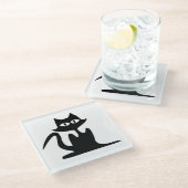 DESSOUS-DE-VERRE EN VERRE CHAT NOIR (Incliné)