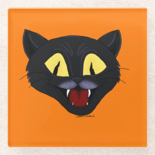 Dessous-de-verre En Verre Chat noir Halloween 