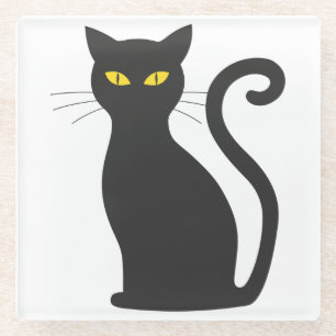 Dessous-de-verre En Verre Chat noir mou