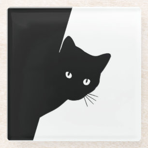 Dessous-de-verre En Verre Chat noir rusé