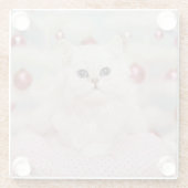 Dessous-de-verre En Verre Chat persan se reposant sur le coussin rose (Dos)