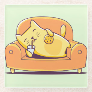 Dessous-de-verre En Verre Chat relaxant