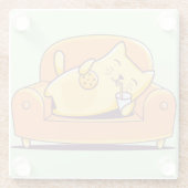 Dessous-de-verre En Verre Chat relaxant (Dos)