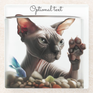 Dessous-de-verre En Verre Chat Sphynx qui Nage 